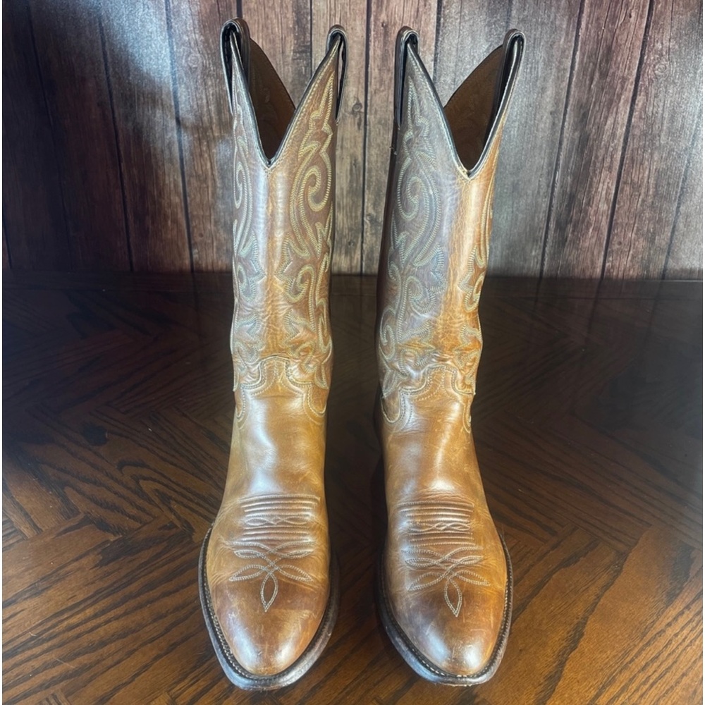 Justin Bay Apache Brown Leather Western Cowboy Boots Men's Size 8.5 D